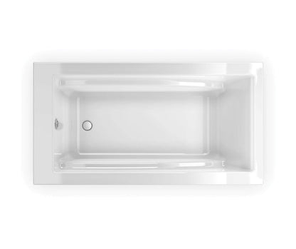 Maax Optik 60x32 F Acrylic Freestanding End Drain Bathtub in White with White Skirt