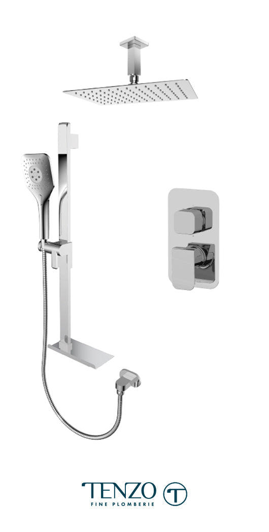 Tenzo - Quantum Chrome T-box Shower Kit With 2 Functions (Pressure Balance)