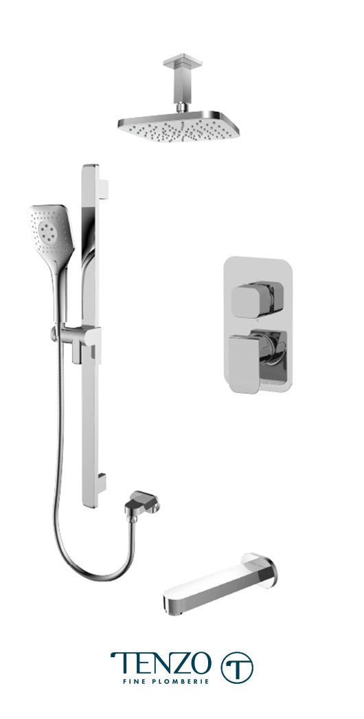 Tenzo - Quantum Chrome T-box Shower Kit With 3 Functions (Pressure Balance)