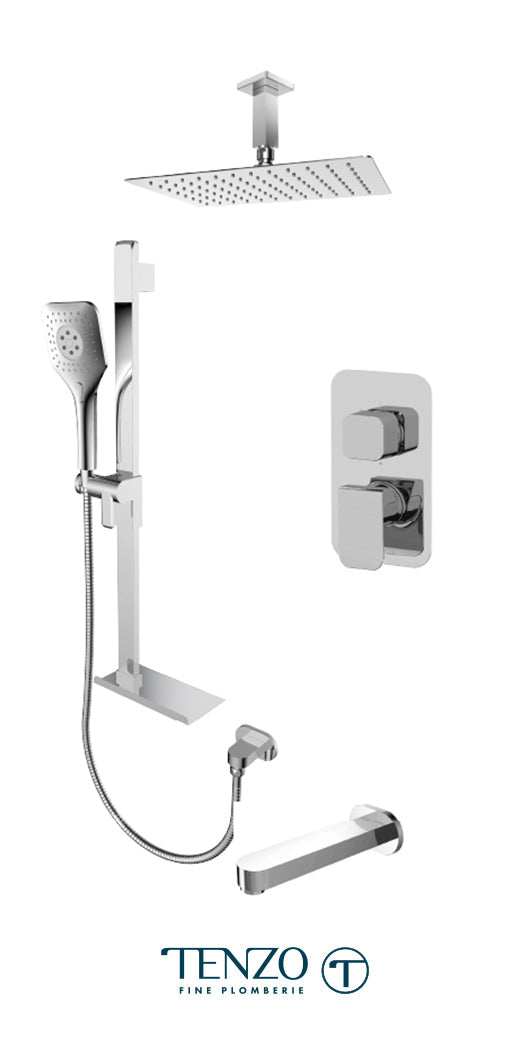 Tenzo - Quantum Chrome T-box Shower Kit 3 Functions (Pressure Balance)