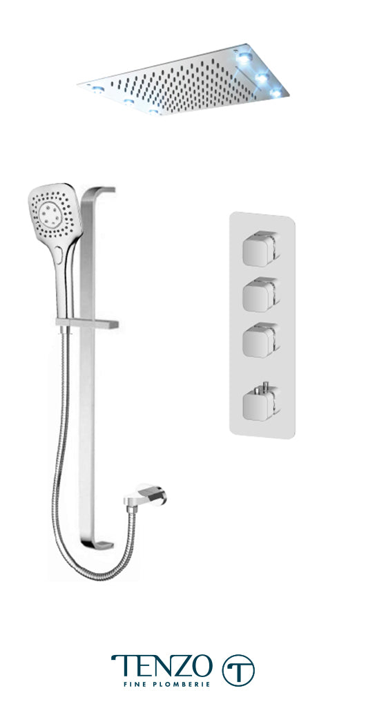 Tenzo - Quantum Extenza Chrome Shower Kit With 3 Functions (Thermostatic) - QUT43-55244-CR