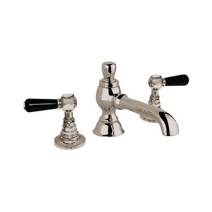 Aquadesign Products Widespread Lav – Drain Included (Regent R1024L) - Polished Nickel w/Black Handle