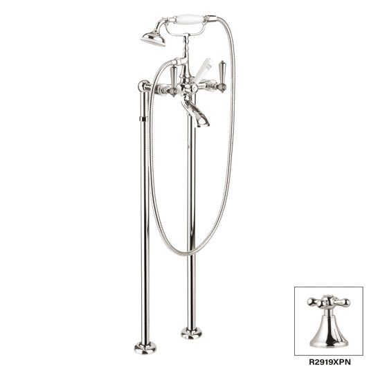 Aquadesign Products Floor Mount Tub Filler (London R2919L) - Polished Nickel