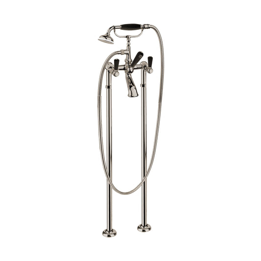 Aquadesign Products Floor Mount Tub Filler (Regent R2924L) - Polished Nickel w/Black Handle