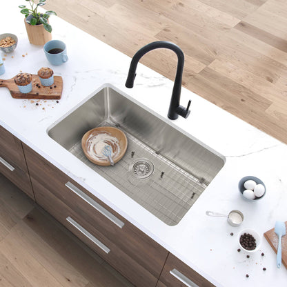 Stylish Malaga  30" Single Bowl Undermount and Drop-in Stainless Steel Kitchen Sink (S-411TG) - Renoz