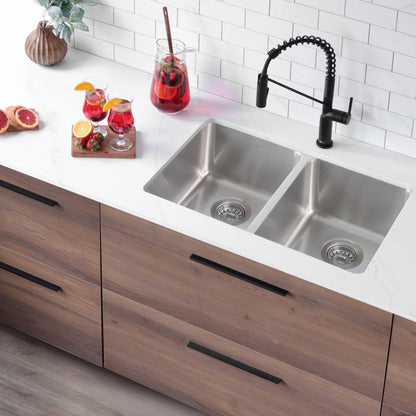 Stylish 29" Double Bowl Undermount and Drop-in Stainless Steel Kitchen Sink (S-414T) - Renoz