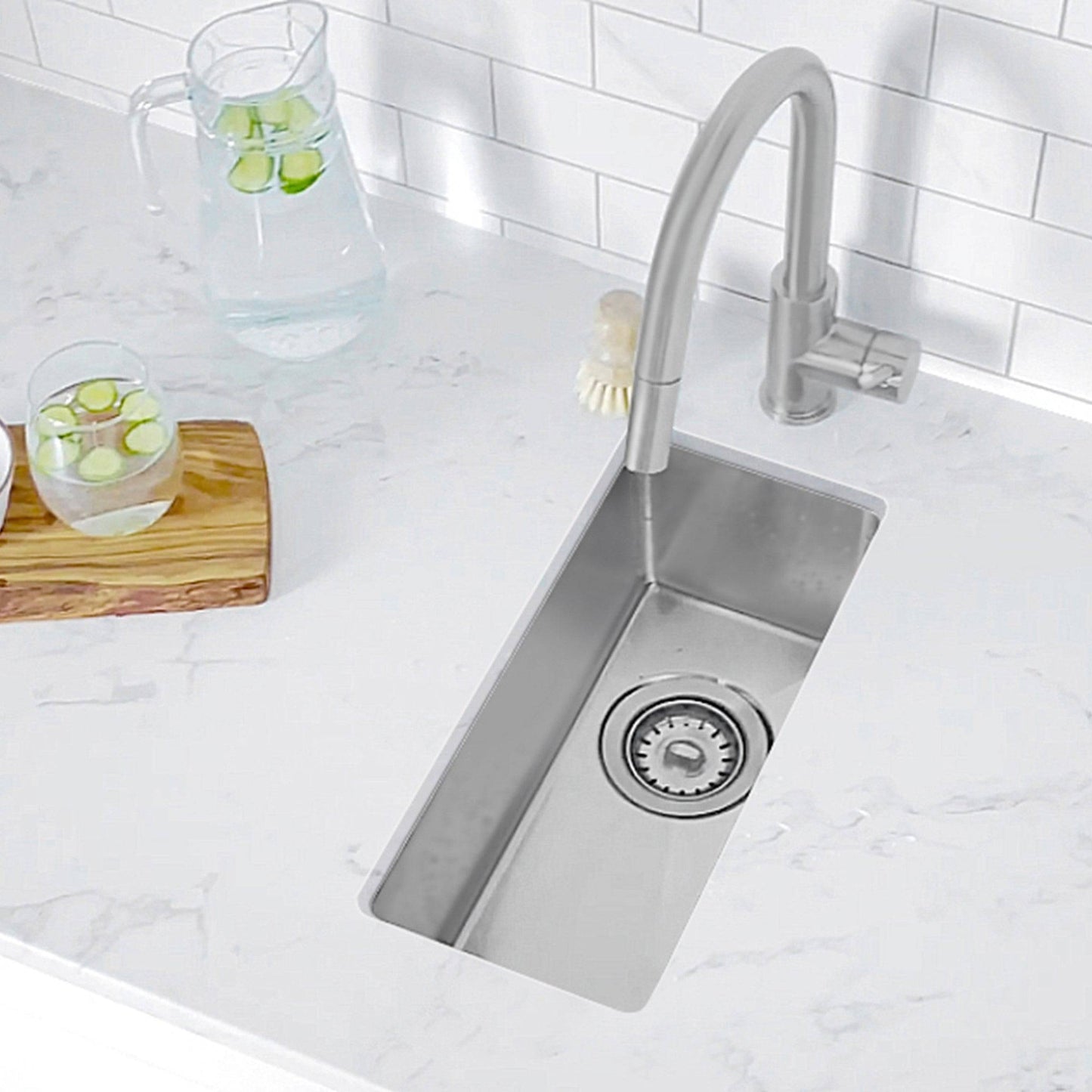 Stylish  9 inch Single Bowl Undermount and Drop-in Stainless Steel Kitchen Sink - Renoz