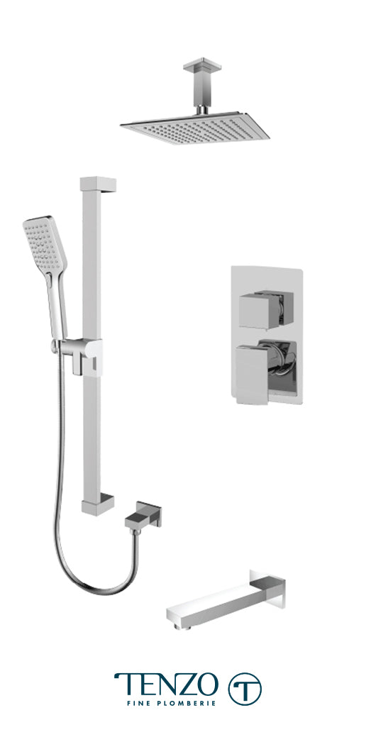 Tenzo - Slik T-box Shower Kit With 3 Functions Pressure Balance Chrome Finish