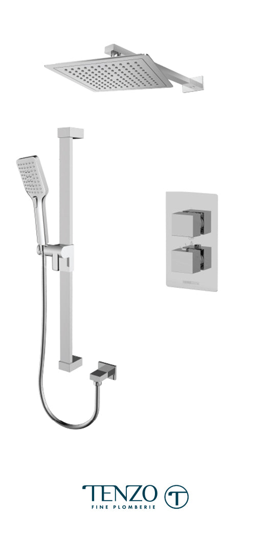 Tenzo - Slik Chrome T-box Shower Kit With 2 Functions (Thermostatic)