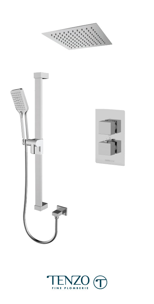 Tenzo - Slik Chrome T-box Shower Kit With 2 Functions (Thermostatic)