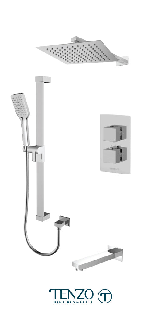 Tenzo - Slik Chrome Thermostatic T-box Shower Kit With 3 Functions