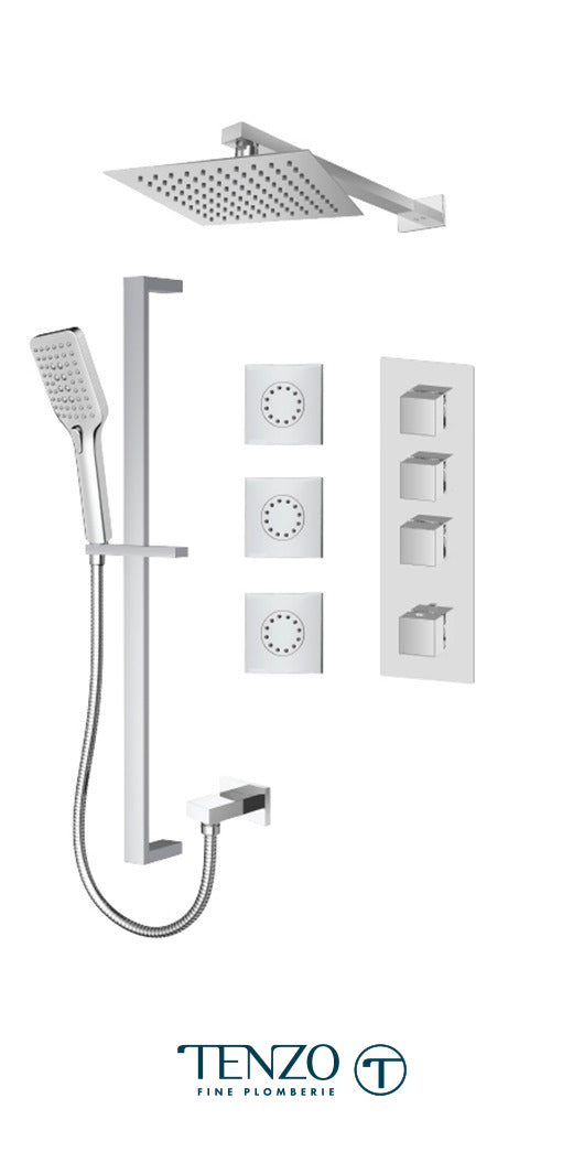 Tenzo - Slik Extenza Shower Kit 3 Functions Thermostatic Chrome Finish