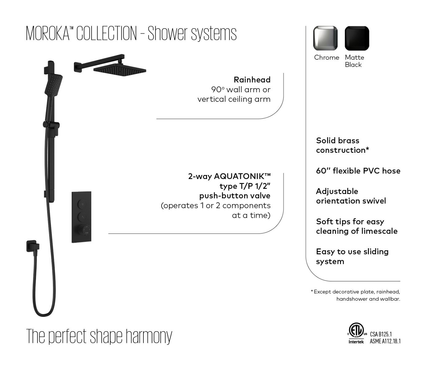 Kalia Moroka Tb2 Shower System With Push Buttons Valve (BF2095)