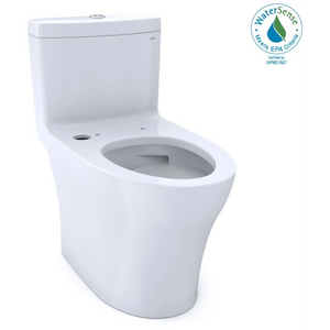 Toilette allongée monobloc à double chasse Toto Aquia IV 0,9 / 1,28 GPF avec chasse d'eau à bouton-poussoir