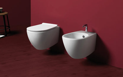 Simas - Vignoni Rimless Complete Toilet Set with In-wall Tank, Seat and Flush Plate