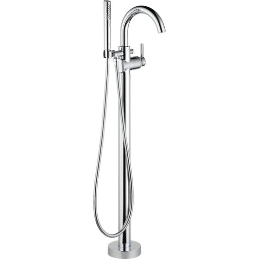 Delta TRINSIC Single Handle Floor Mount Tub Filler Trim with Hand Shower -Chrome (Valves Sold Separately)