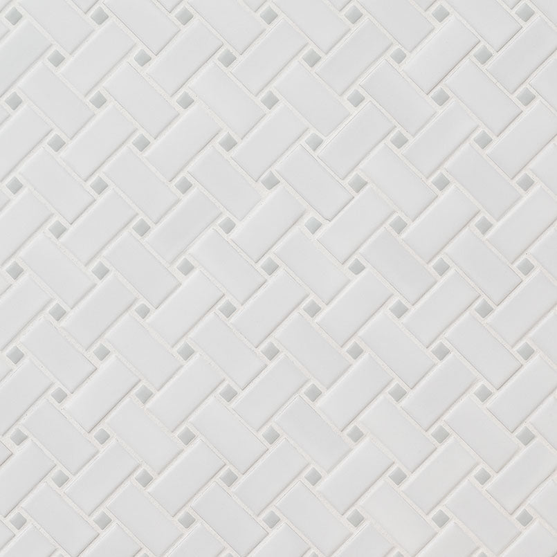 MSI White and Gray Matte Basketweave Tile