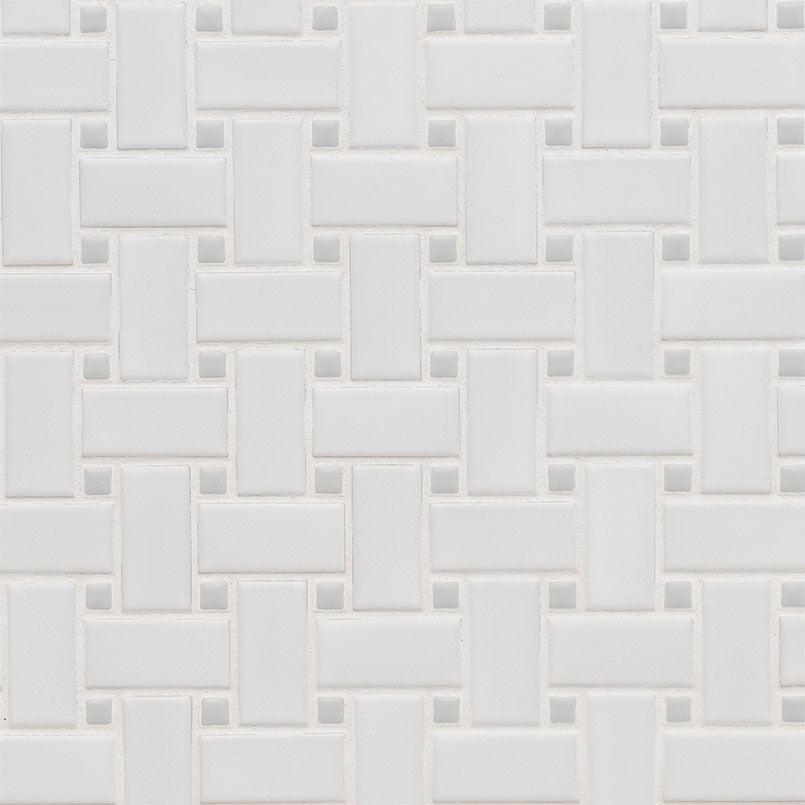MSI White and Gray Matte Basketweave Tile