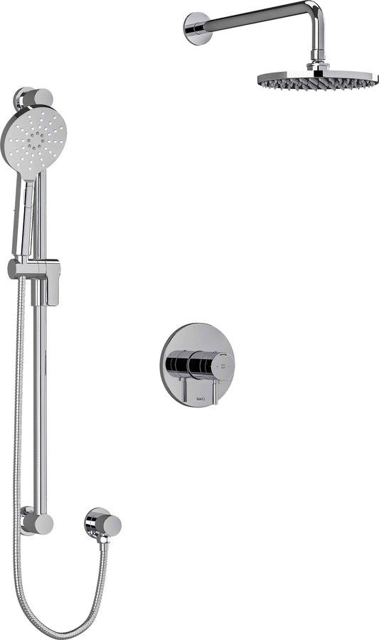 Riobel Riu Modern Shower Kit With 8" Wall Mount Round Shower Head Chrome