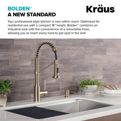 Kraus Bolden 18" Commercial Style Pull-Down Kitchen Faucet in Brushed Gold