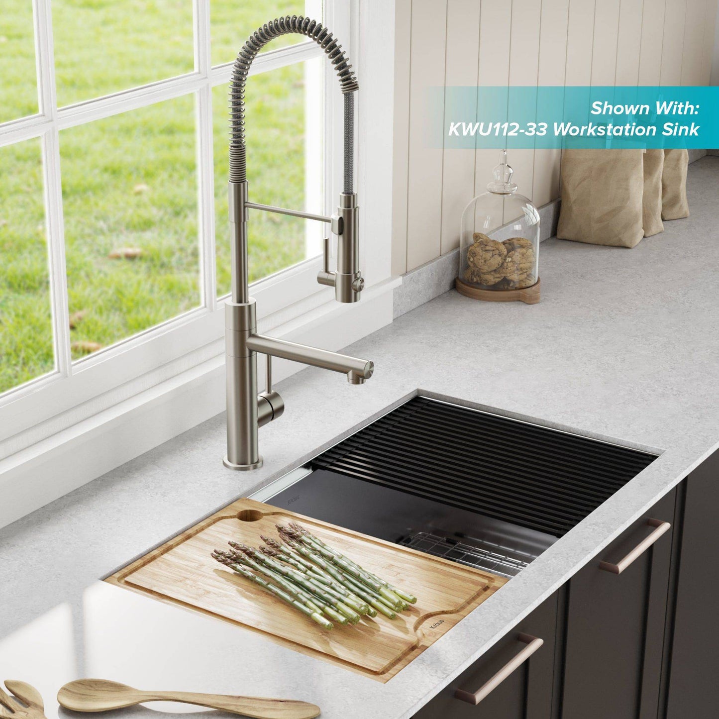 Kraus 24.75" Artec Pro Commercial Style Pre-Rinse Kitchen Faucet in Spot Free Stainless Steel