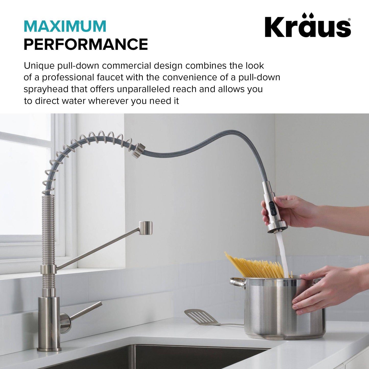 Kraus Bolden 18" Commercial Style Pull-Down Kitchen Faucet in Brushed Gold