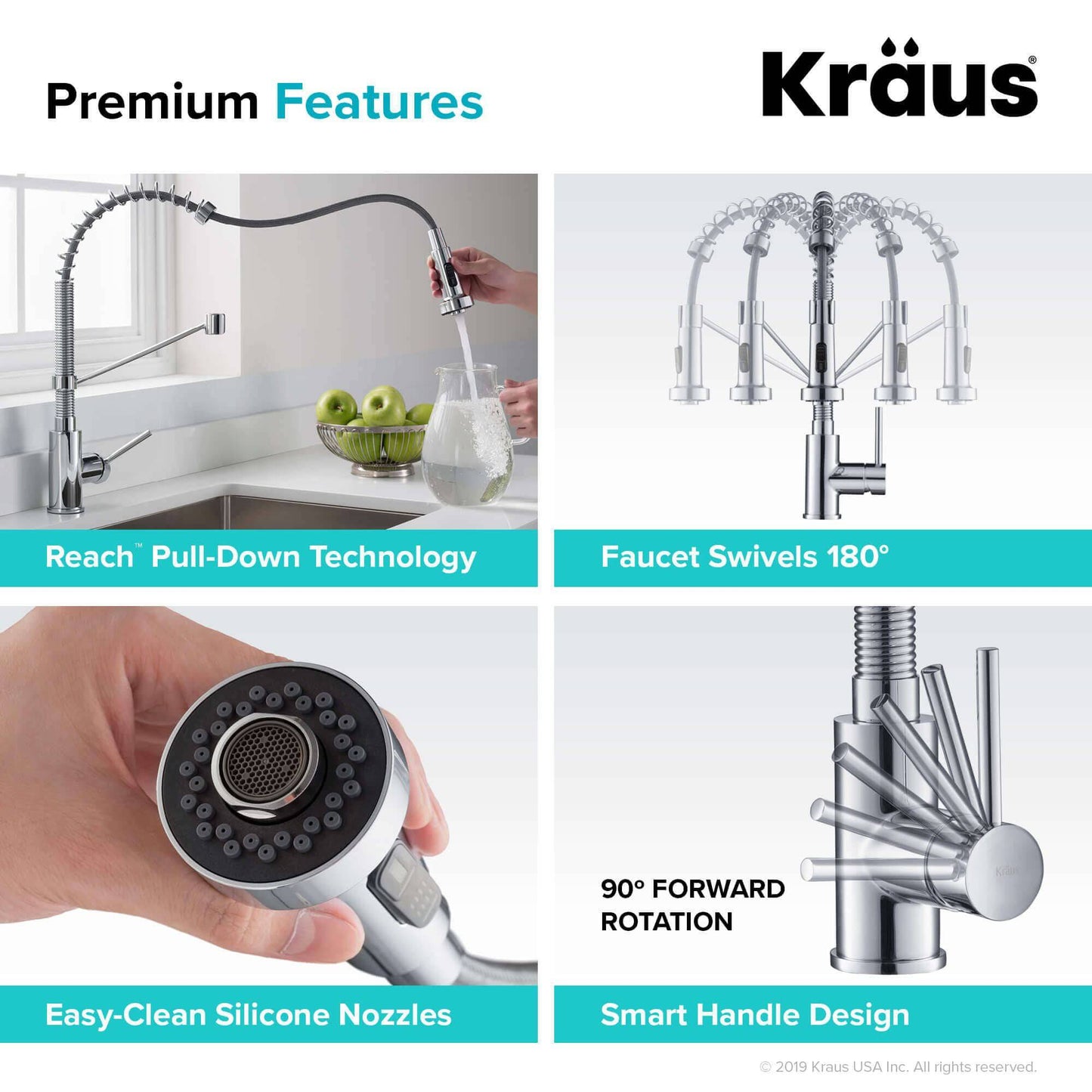 Kraus Bolden 18" Commercial Style Pull-Down Kitchen Faucet in Chrome