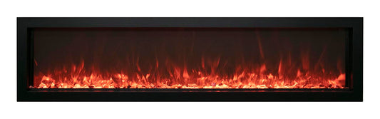 Amantii / Remii 65″ Wide and Extra Slim Indoor or Outdoor Built-in Only Electric Fireplace With Black Steel Surround