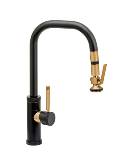 Waterstone Fulton Industrial Prep Size PLP Pulldown Faucet – Lever Sprayer – Angle Spout (10290)