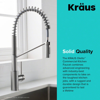 Kraus Oletto Robinet de cuisine à tirette de style commercial de 21,75 po en chrome