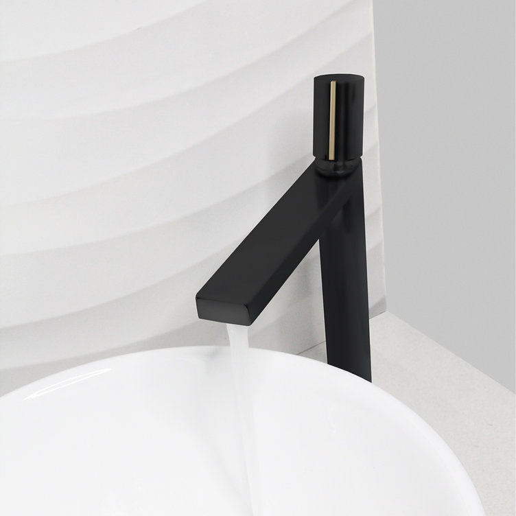 Stylish Nessa 12.5" Bathroom Vessel Faucet Single Handle Matte Black with Gold Finish B-122NG