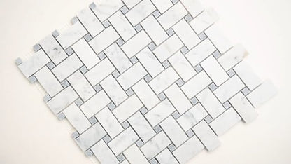 MSI Backsplash and Wall Tile Carrara White Basketweave Pattern Honed 12" x 12"