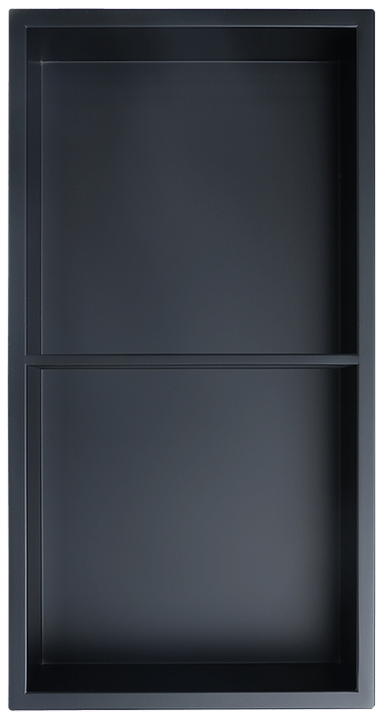Gena Decor Niche en acier inoxydable 12" x 24" noir mat avec étagère (50/50)