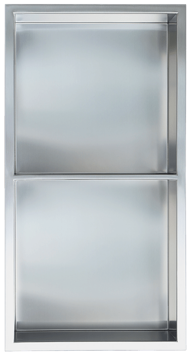 Gena Decor 12" x 24" Stainless Steel Niche Brushed with Shelf (50/50)