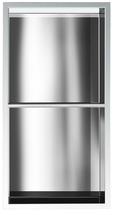 Gena Decor Niche en acier inoxydable chromé avec étagère 12" x 24" (50/50)