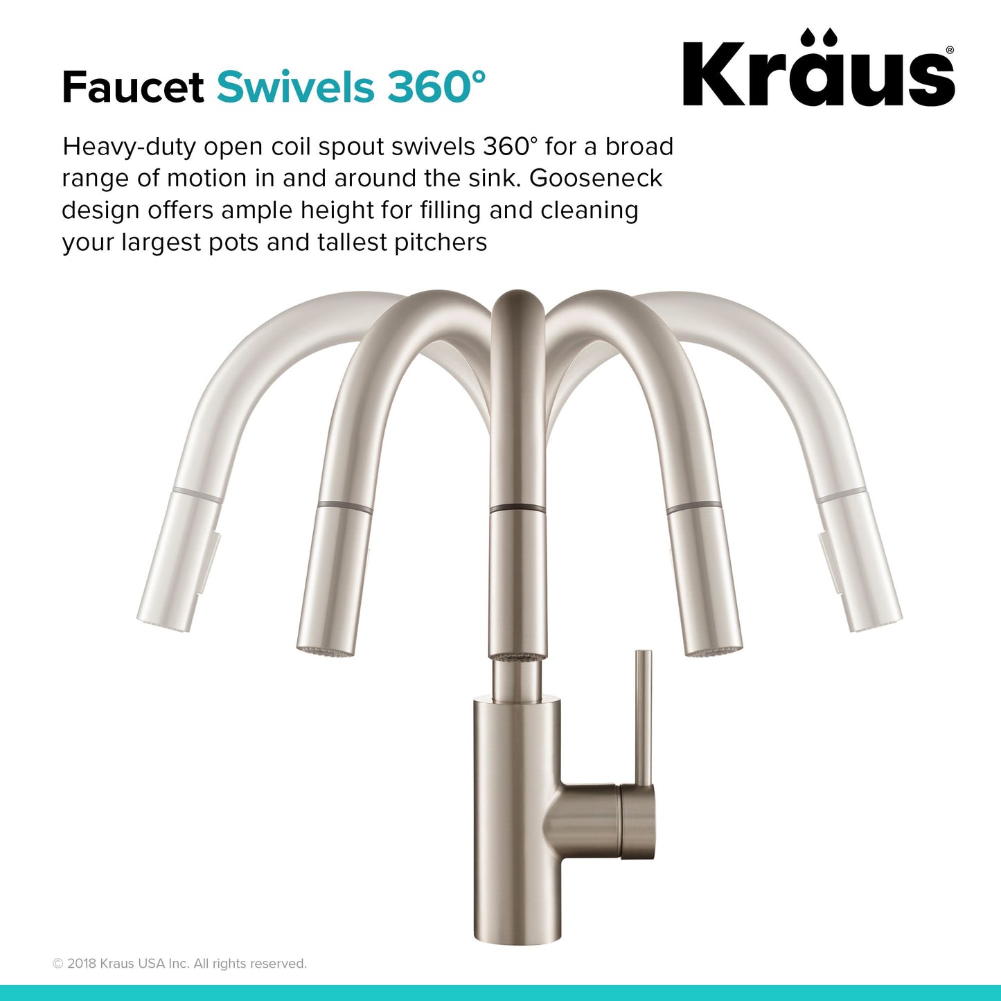 Kraus Oletto 15.75" Single Handle Pull-Down Kitchen Faucet in Spot Free Stainless Steel