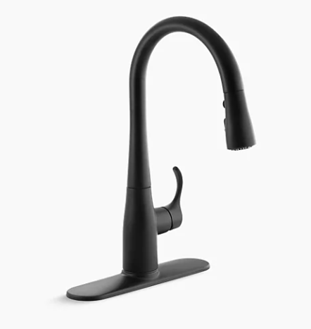 Kohler Simplice Kitchen Sink Faucet With 15-3/8" Pull-Down Spout - Matte Black