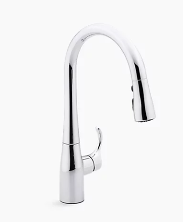 Robinet d'évier de cuisine Simplice avec bec rétractable de 15 3/8 po, chrome