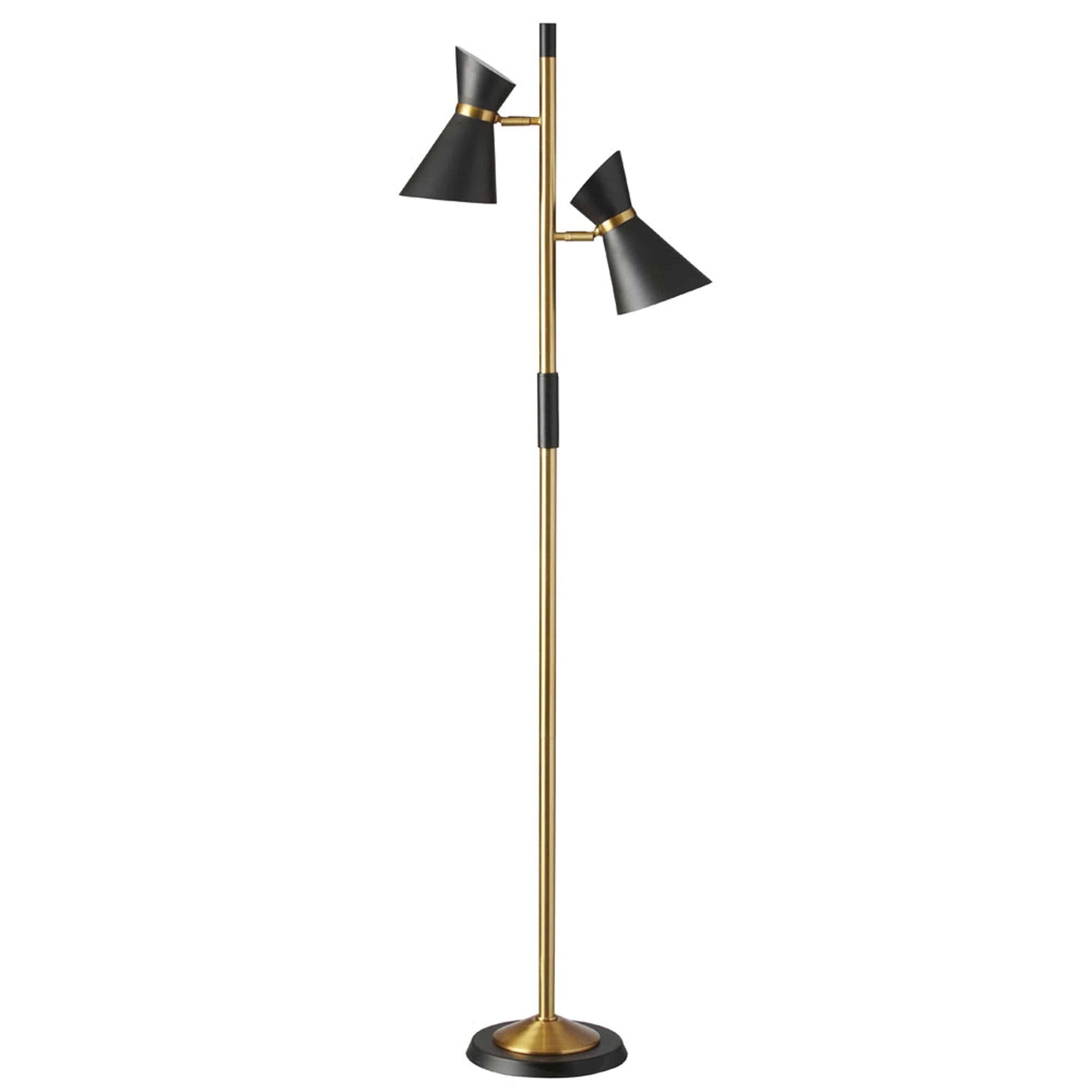 Dainolite 2 Light Floor Lamp, Matte Black/Vintage Bronze Base - Renoz