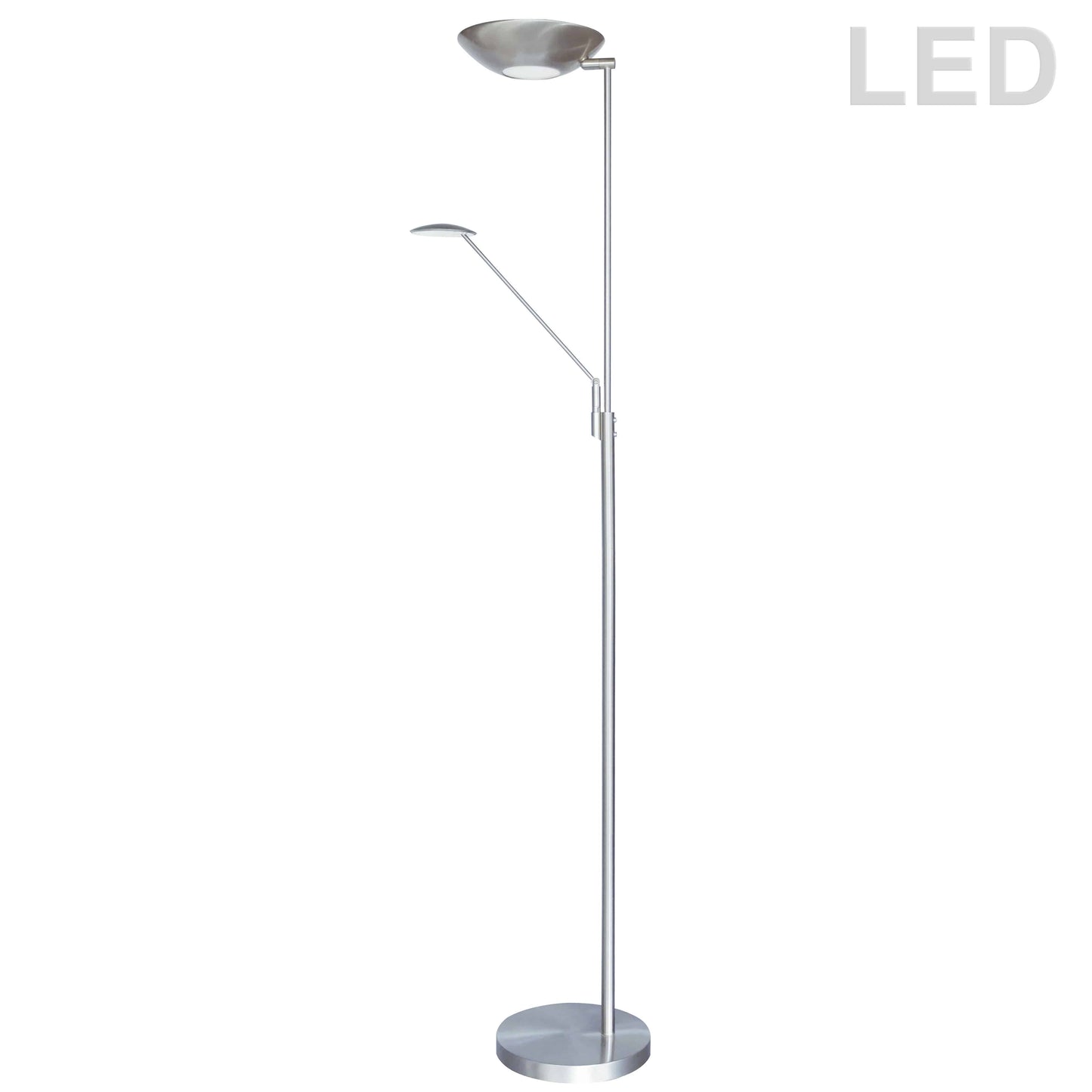 Dainolite Mother & Son LED Floor Lamp, Satin Chrome Finish - Renoz