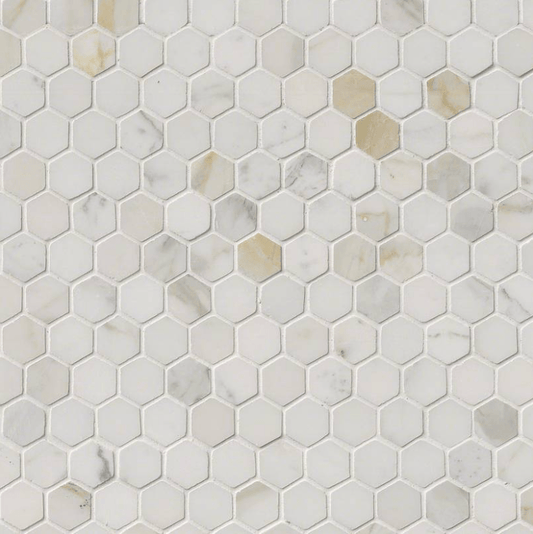 MSI Backsplash and Wall Tile Calacatta Gold 1" Hexagon Mosaic Polished 12" x 12"