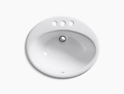 Kohler Farmington Drop-In Bathroom Sink With 4" Centerset Faucet Holes