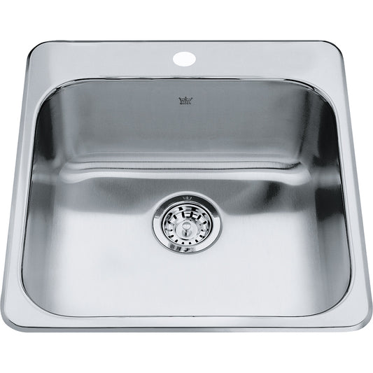 Kindred 20" x 20.5" Steel Queen Single Hole Single Bowl Drop-in Sink Stainless Steel