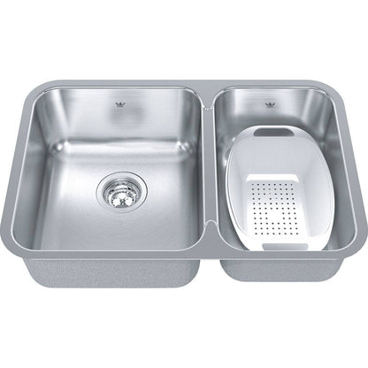 Kindred Steel Queen 26.86" x 17.75" Double Bowl Undermount 20 Gauge Kitchen Sink Colander Included Stainless Steel