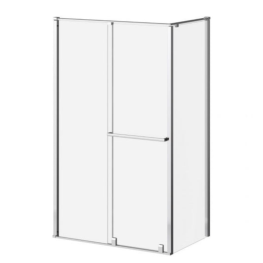 Kalia BALANCIA 48" x 79" Sliding Shower Door With 32” Return Panel With Clear Glass - Bright Chrome