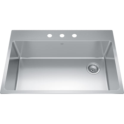 Kindred Brookmore 32.87" x 22" Drop in Single Bowl 3 Faucet Holes Stainless Steel Kitchen Sink