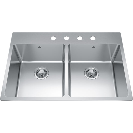 Kindred Brookmore 32.87" x 22" Drop in Double Bowl Stainless Steel Kitchen Sink