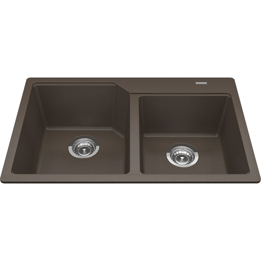 Kindred Granite 30.68" x 19.68" Drop-in Double Bowl Kitchen Sink Storm