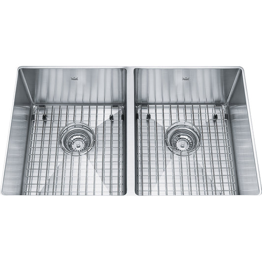 Kindred 29" x 18" Double Bowl 18 Gauge Undermount Sink With Bottom Grids Stainless Steel