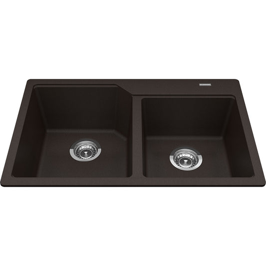Kindred Granite 30.68" x 19.68" Drop-in Double Bowl Kitchen Sink Mocha
